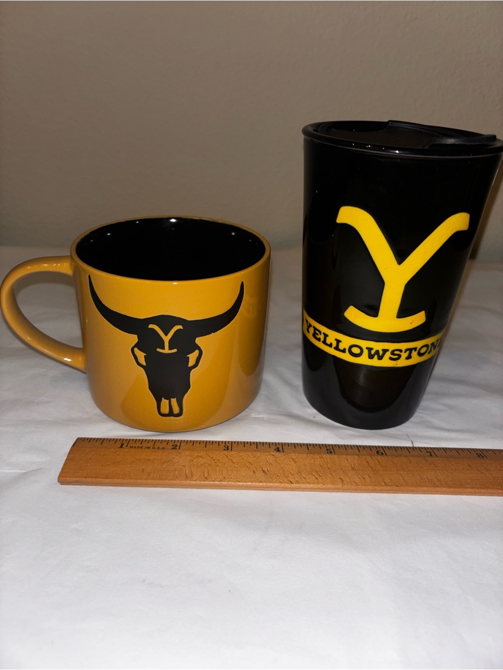 Yellowstone Dutton Ranch Ceramic Mug and Travel Tumbler Set - Yellow & Black